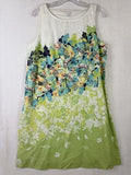 J Jill Love Linen Dress Medium Petite Sleeveless Shift Floral 100% Linen Womens