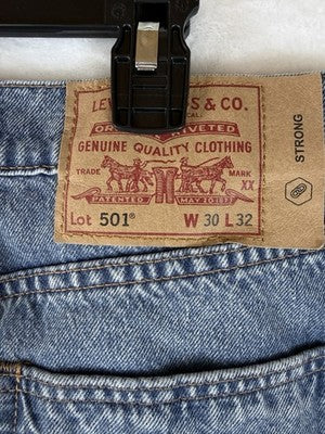 Levis 501 Skateboarding Jeans Mens Button Fly Strong 30x32 Blue Straight Leg