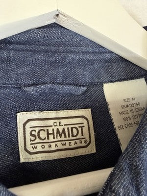 CE Schmidt Workwear Denim Shirt Medium Mens Short Sleeve Blue NWT New