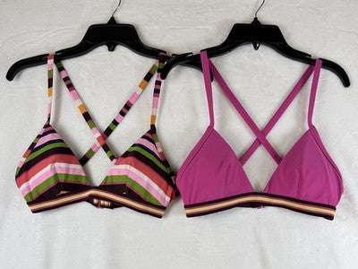 Aerie Bikini Top Medium Triangle Lot 2 Pink Striped