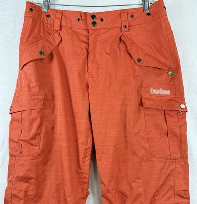 Burton Snowboard Pants Women Large Cargo Elite Pants Orange Ski Snow