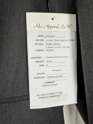 J Crew Blazer 6 Women Jacket Gray Herringbone Wool Schoolboy Ecole New Sample