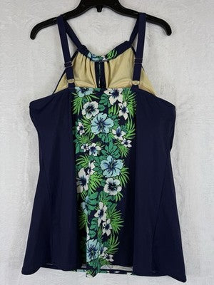 Denim Co Tankini Top 16 High Neck Navy Blue Swimwear Swim Swimsuit Womens