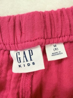 Gap Kids Crinkle Gauze Easy Wide Leg Pants Medium 8 Girls Pink Pull On New NWT