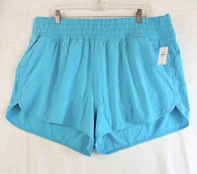 Gap Fit Running Shorts XXL Womens Cyan Blue High Rise Brief Liner New