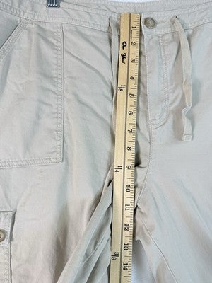 LL Bean Flannel Lined Cargo Pants Womens 18 Petite Tan Beige 18P Favorite Fit