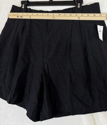 Gap 365 High Rise Linen Blend Shorts Large Tall Women Black New NWT