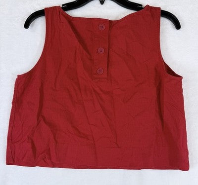 Gap Cropped Top Small Petite Linen Blend Crop Shell Tank Sleeveless Red New NWT
