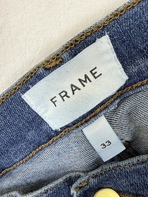 Frame Le High Straight Jeans 33 Denim Blue Womens