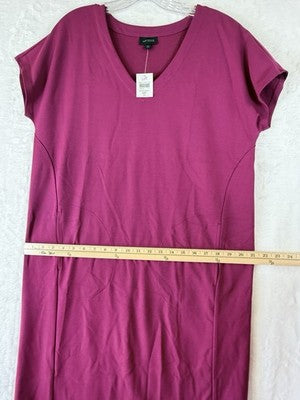 J Jill Wearever Dress Medium Petite Shift Short Sleeve Knit Womens MP New NWT