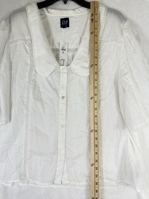 Gap Tops For Women XL Tall Summer Peter Pan Collar 100% Cotton Off White New