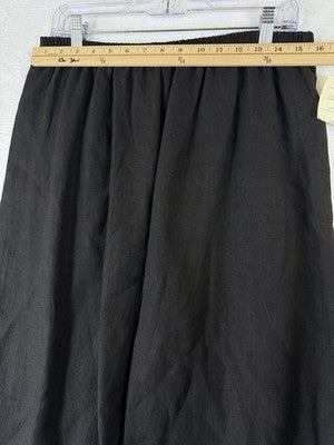 Habitat Clothes To Live In XL Cropped Pants 100% Linen Women Black Lagenlook New
