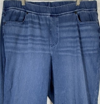 Lands End Starfish Jeans Large High Rise Knit Denim Blue Womens