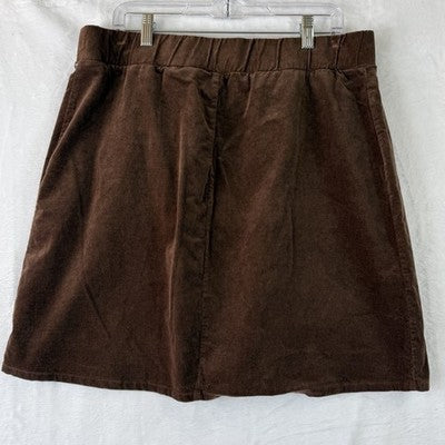 Torrid Mini Skirt 1 Corduroy 1X Brown Plus Size Womens Pull On