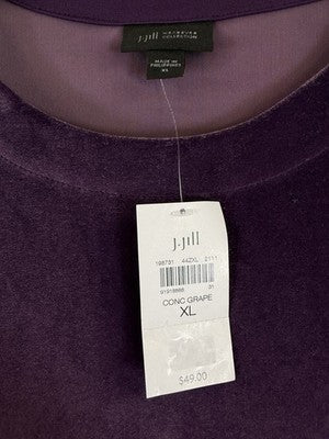 J Jill XL Top Sleeveless Purple Velour Velvet Womens New NWT