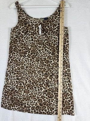 Gap Denim Mini Dress XS UltraSoft Leopard Print Sleeveless A Line Women New