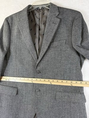 Nautica Jacket Men 42S Blazer Gray Herringbone Modern Fit Sport Coat 42 Short