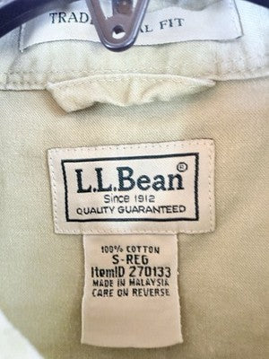 LL Bean Sunwashed Canvas Shirt Small Mens Button Up Traditional Fit Green