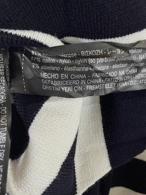 Zara Knit Sweater Women Small Ivory Navy Blue Stripe Long Sleeve Top NWOT
