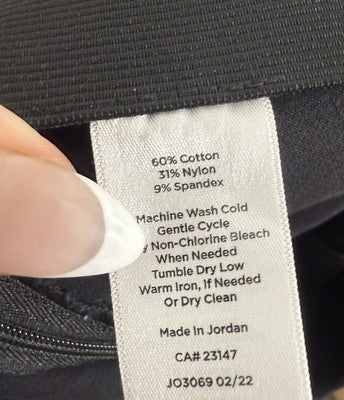 Talbots Portland Pants 16 Black Riding Stretch Ankle Front Seam Side Zip Womens