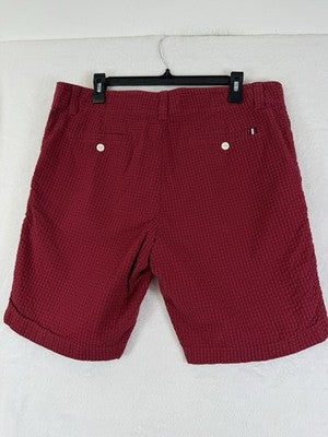 Tommy Hilfiger Shorts Men 35 Red Check 9” 100% Cotton