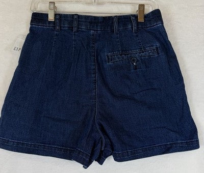 Gap × DÔEN High Rise Pleated Denim Trouser Shorts 26 2 Women Dark Blue New NWT