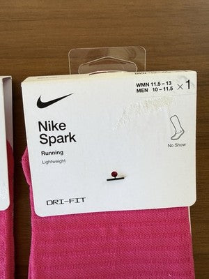 Nike Spark Lightweight No Show Socks Large Pink Mens 10-11.5 Women 11.5-14 New