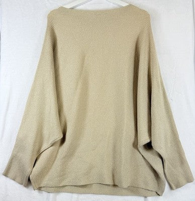 Philosophy Sweater 3X Womens Beige Gold Batwing Boat Neck Metallic Tops New
