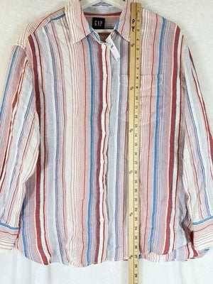 Gap Cotton Gauze Button Down Shirt Medium Women July 4th Red White Blue Top New