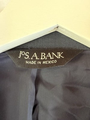 Jos A Bank Blazer 44R Travelers Collection 100% Wool Navy Blue Jacket Mens