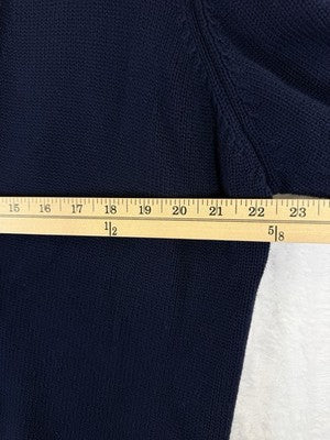 Lands End Cardigan Sweater Women Large Vintage Made In USA 100% Cotton Blue