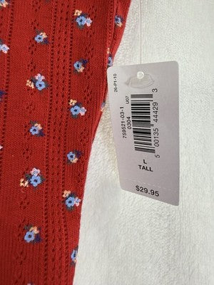 Gap Tank Top Large Tall Women Pointelle Red Floral Baby Doll Sleeveless New NWT