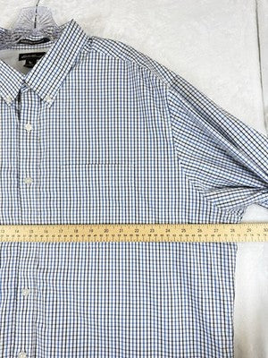 Eddie Bauer Shirt 2XL Tall Button Down Wrinkle Free Relaxed Fit Blue Long Sleeve