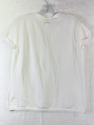 Talbots Sweater Large Short Sleeve White V Neck Womens Vintage