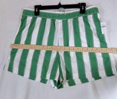 Gap Organic Cotton Boxer Shorts Large Green Striped Poplin Womens New