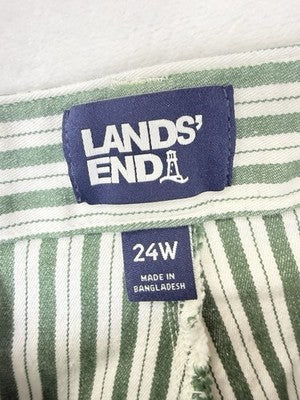 Lands End Pants 24W Mid Rise Classic Straight Leg Green Stripe Plus Size