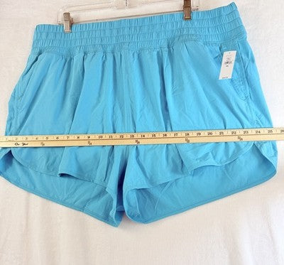 Gap Fit Running Shorts XXL Womens Cyan Blue High Rise Brief Liner New