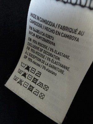 American Eagle Soft Sexy T Black Long Sleeve Flowers Embroidered Large Womens