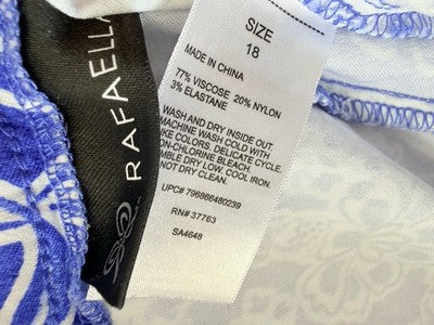 Rafaella Shorts 18 Blue Floral Print Pull On Bermuda 7”