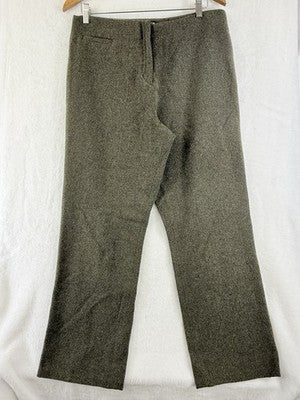 J Crew Pants 12 Petite High Rise Green Wool Tweed Straight Leg Lined Womens