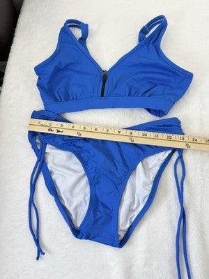 Venus Bikini Set 6 Top 4 Bottom Blue Zip Tie Side Womens Swim Swimwear New