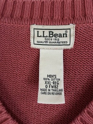 LL Bean Sweater Mens XXL Red V Neck Pullover 100% Cotton Vintage