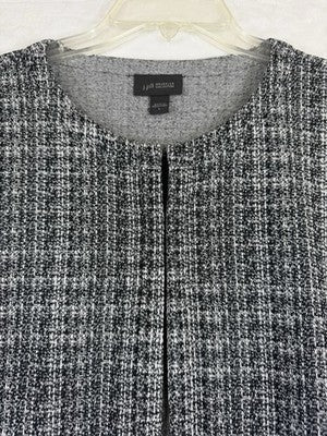 J Jill Wearever Cardigan Large Black White Knit Long Sleeve Womens