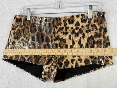 Edikted Micro Shorts Leopard Print Sequined Medium Womens