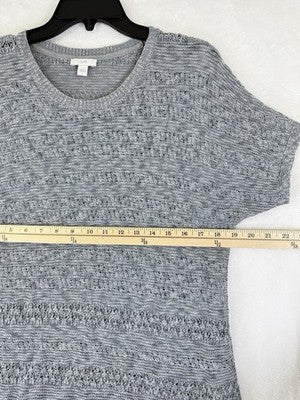 J Jill Sweater Small Short Sleeve Gray Open Knit Lightweight Beachy Womens