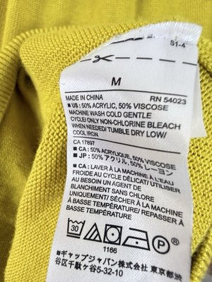 Banana Republic Sweater Women Medium Yellow 3/4 Sleeve Pleated Lightweight Soft