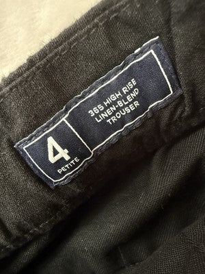 Gap Linen Blend Trousers 4 Petite Black High Rise Wide Leg 365 New NWT