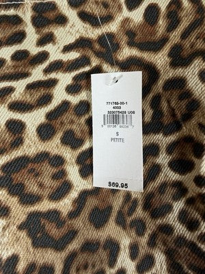 Gap Denim Mini Dress Small Petite UltraSoft Leopard Print Sleeveless A Line New