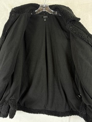 Torrid 1 Sherpa Fleece Jacket Shacket Black Snap Front 1X Plus Size Womens