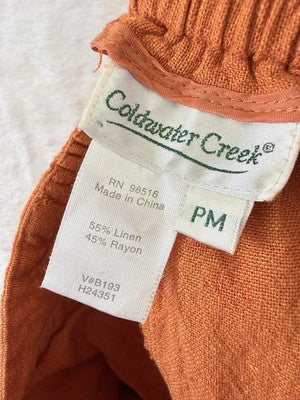 Coldwater Creek Linen Blend Wide Leg Crop Pants Medium Petite Pull On Womens